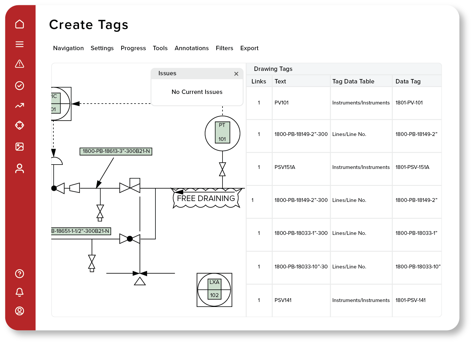 commissioning documents software create tags
