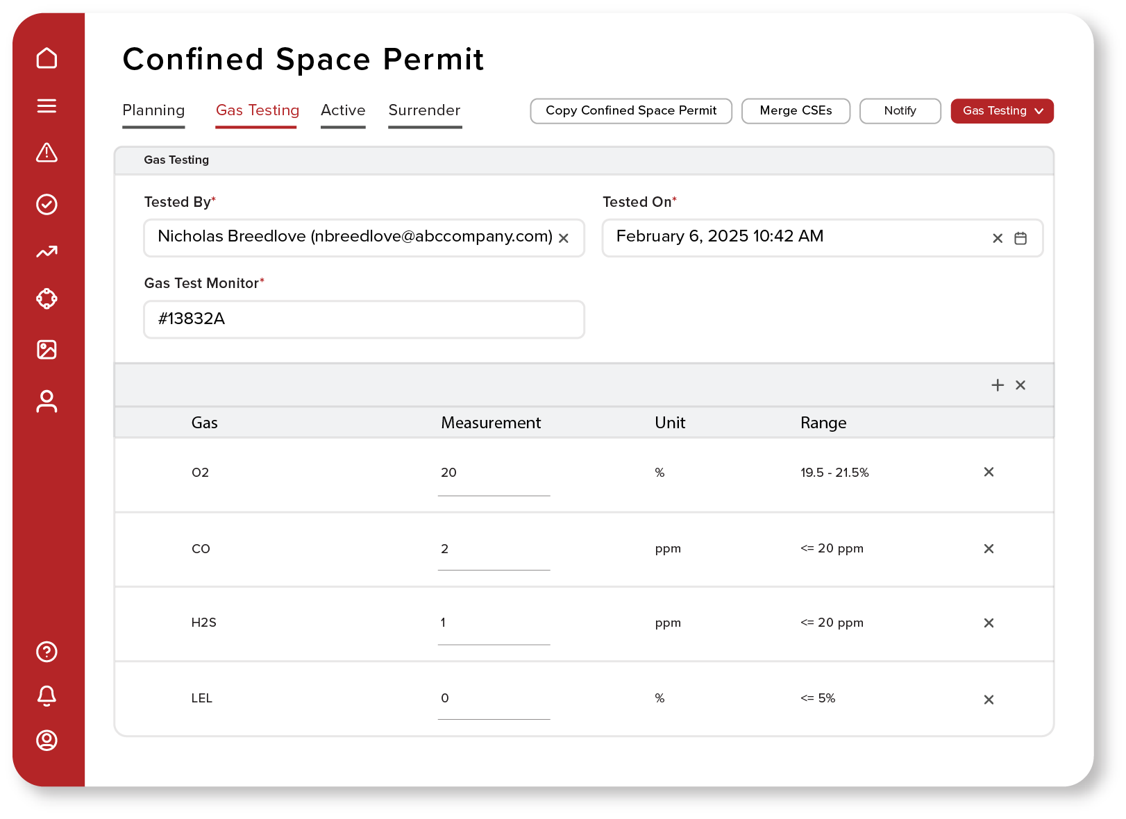 Create detailed Confined Space permits with ISSOW permit to work system