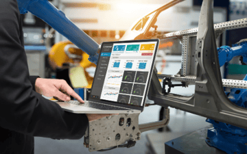 Maintenance analytics report on a laptop 