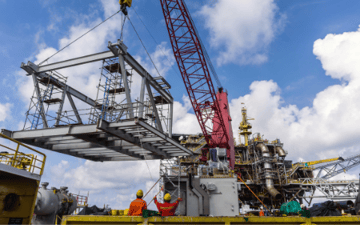 Oil drilling rig during shutdown maintenance 