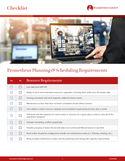 Planning & Scheduling Requirements Checklist