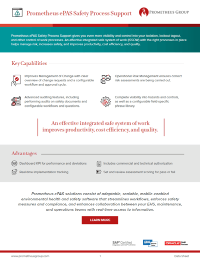 Prometheus ePAS Safety Process Support