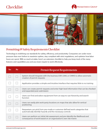 Permitting and Isolations Requirements Checklist