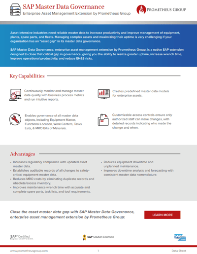 SAP Master Data Governance Enterprise Asset Management Extension by Prometheus Group