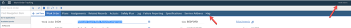 Map Tab available in the Work Order application of IBM Maximo
