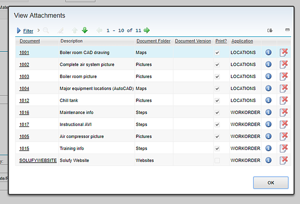 Maximo CMMS IBM View Attachments