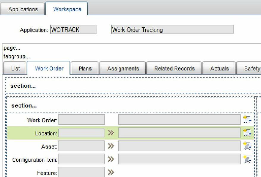 Maximo CMMS Data Entry Field