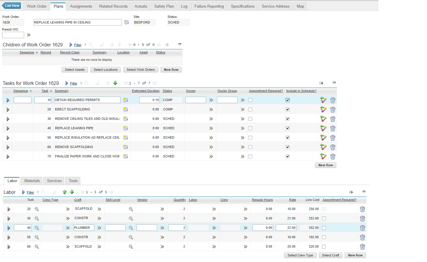 Conditional loading IBM Maximo Work Orders