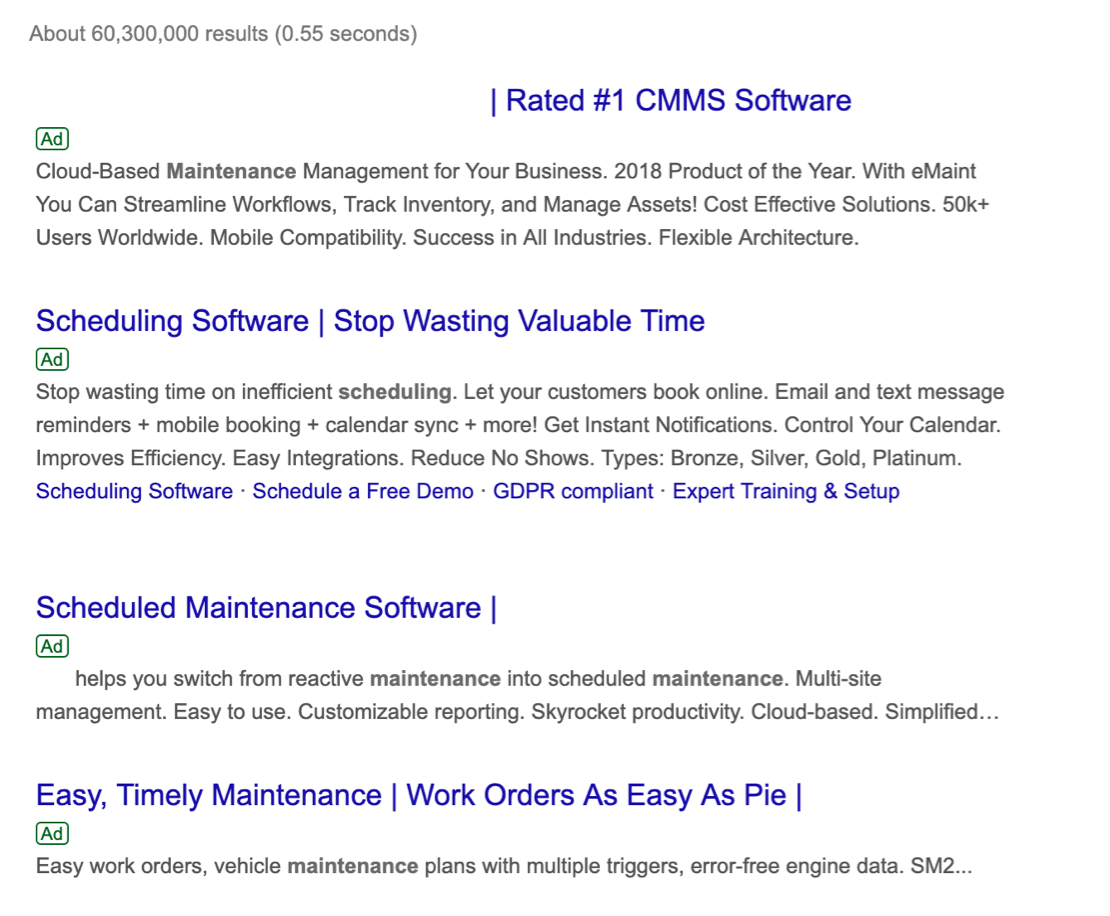 maintenance scheduling software search results