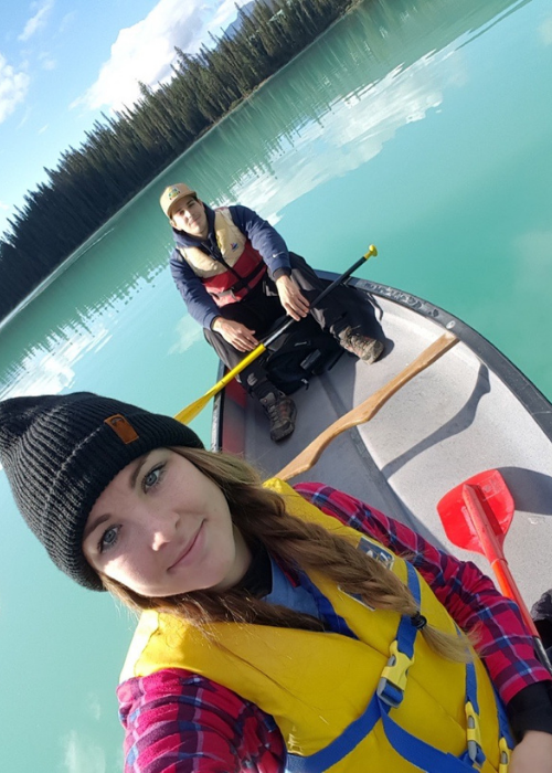 Sean McWhirter and his wife in a canoe