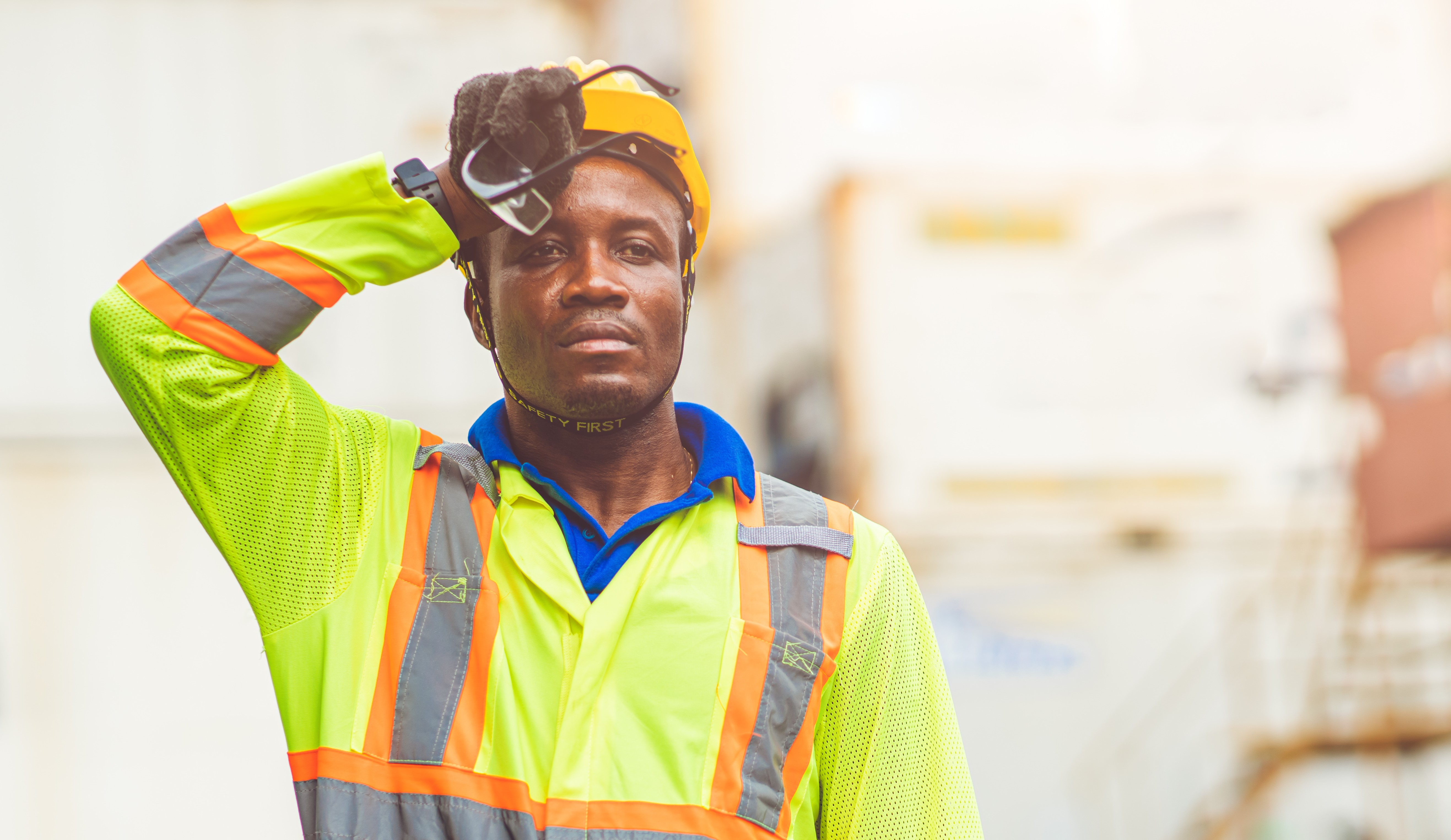 Tired maintenance worker