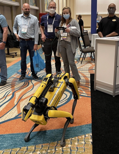 Even Spot – a big hit at this year’s conference – made an appearance at the Prometheus Group booth.
