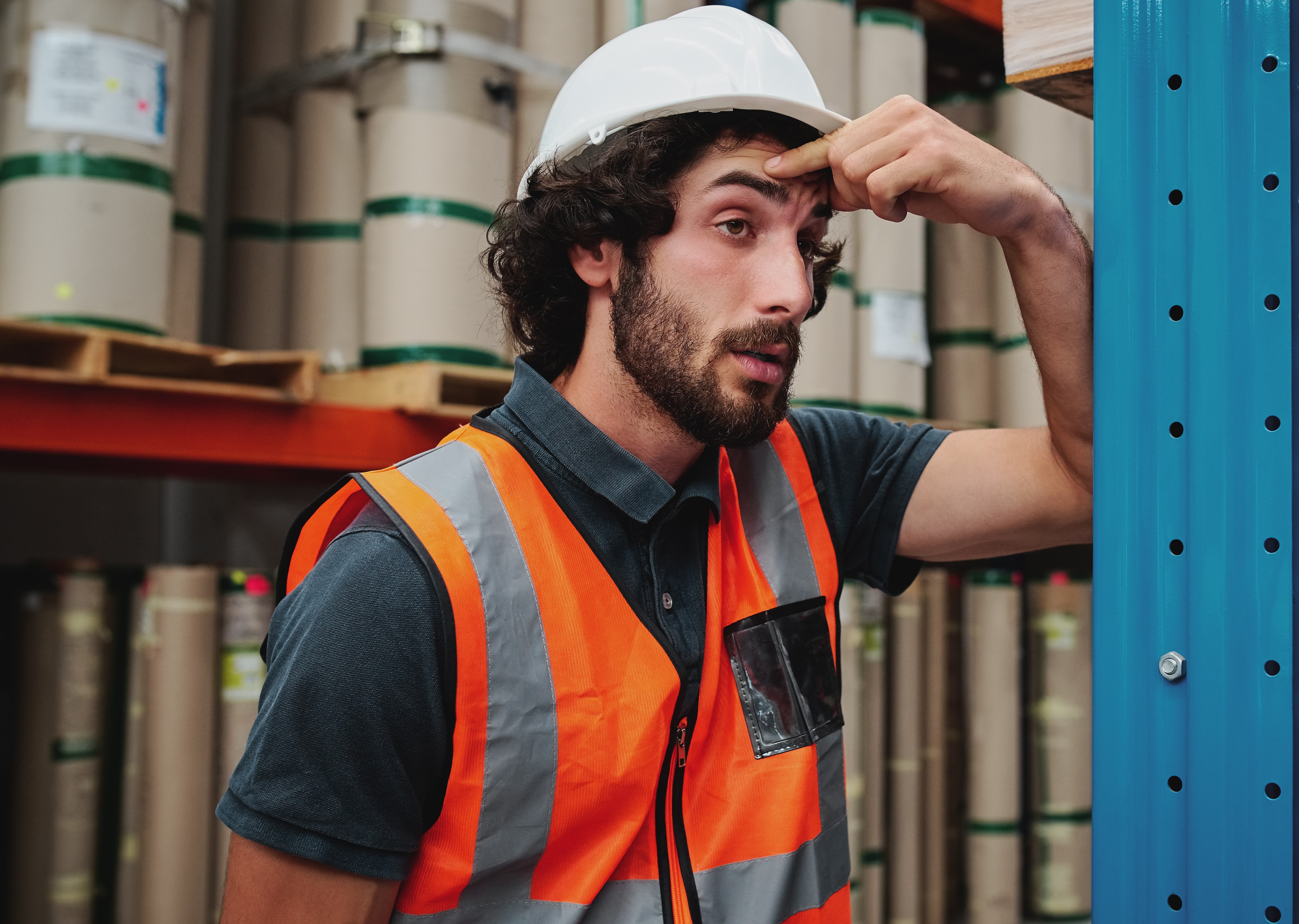 Technician stressed out at work