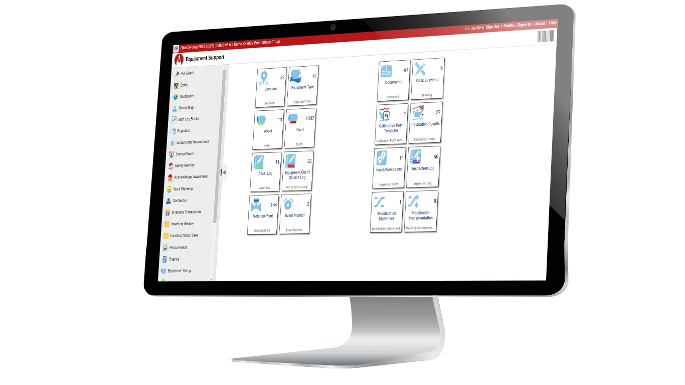 Prometheus CMMS Equipment Support Interface